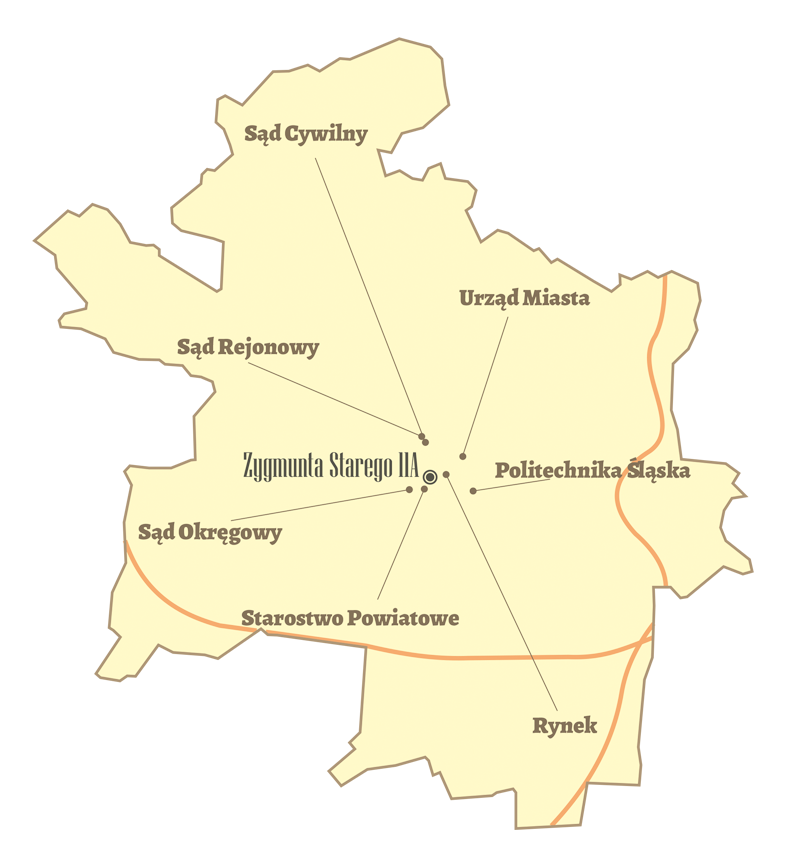 Mapa Gliwic